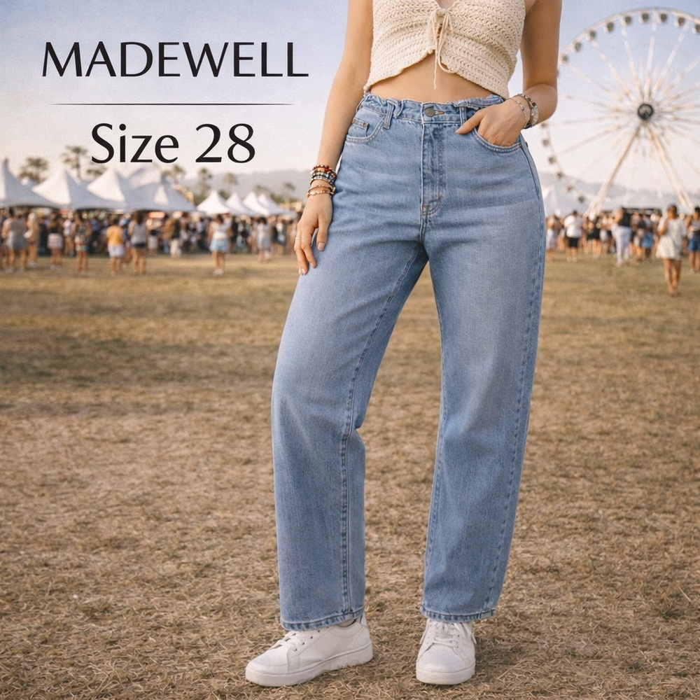 Madewell Light Wash Jeans womens 28 Faux Fly Elastic Waist Comfort denim pull on